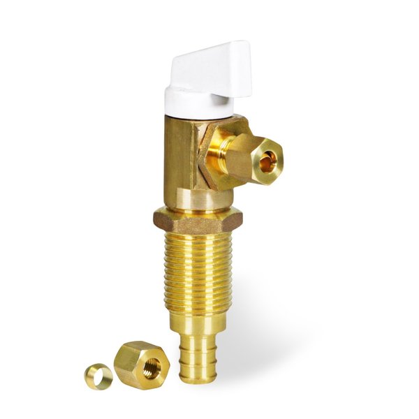 Everflow Icemaker Replacement Valve 1/2" PEX B Inlet x 1/4" Compression Outlet, Lead Free Brass 545P